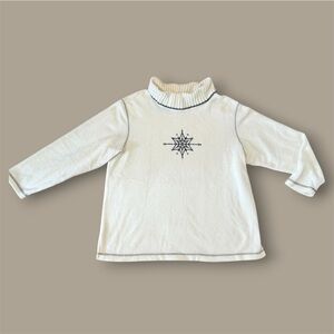 Basic Editions Womens Oversized Turtleneck Sweater Ivory w/Black Stitching SZ-1X